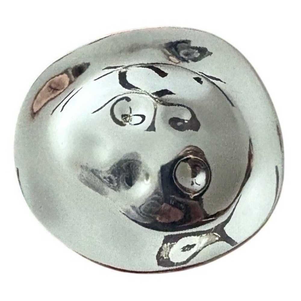 Modernist Abstract Silver Tone Molten Organic Circular Statement Brooch Pin
